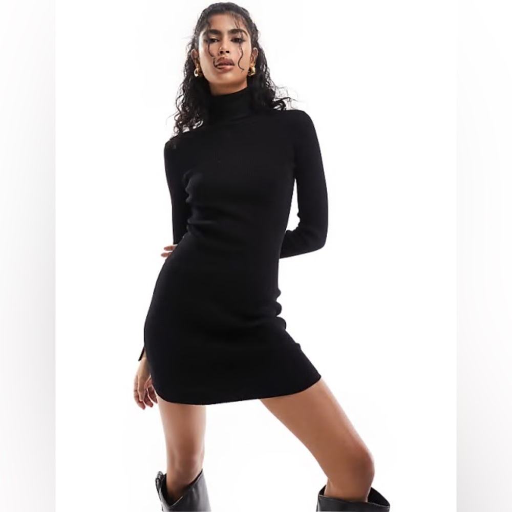 Bershka Turtleneck Knit Mini Dress